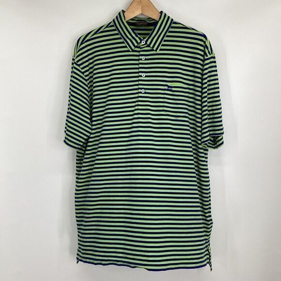 Men's Polo Golf‎ Stretch Lisle Polo blue/green XL - Picture 1 of 9